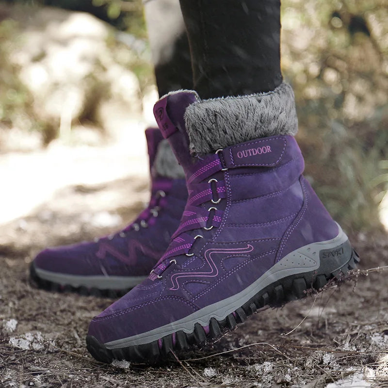 Bottes de Randonnee dHiver Chaudes & Impermeables violet1