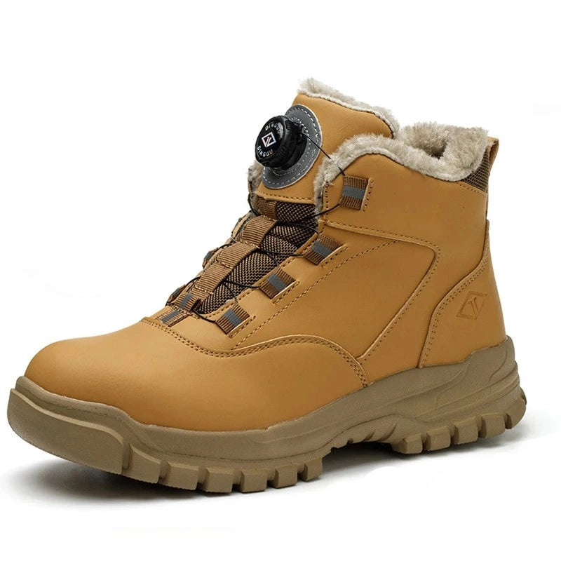 Bottes de Travail Fourrees Impermeables Parker à Bouton Rotatif jaune