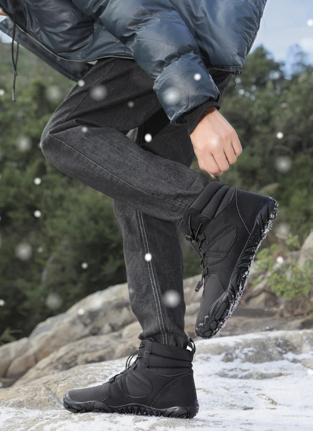 Waterproof winter barefoot boots with fur lining