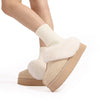  Chaussons d'Hiver Chaudes Fourrees beige1
