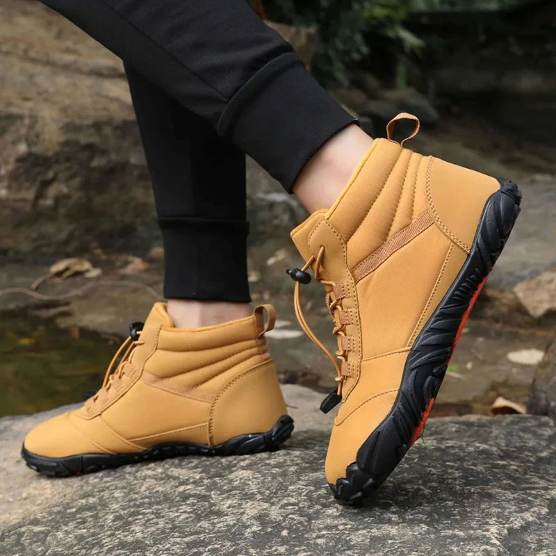Chaussures Randonnée pieds nus imperméables et chaudes pour l'hiver Homme et Femme-jaune