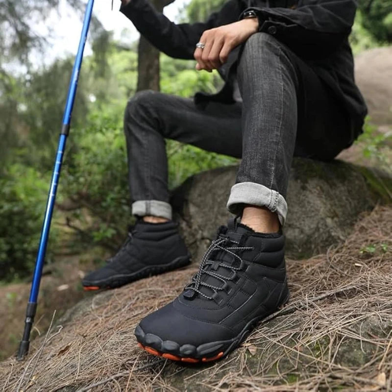 Chaussures Randonnée pieds nus imperméables et chaudes pour l'hiver Homme et Femme-noir     