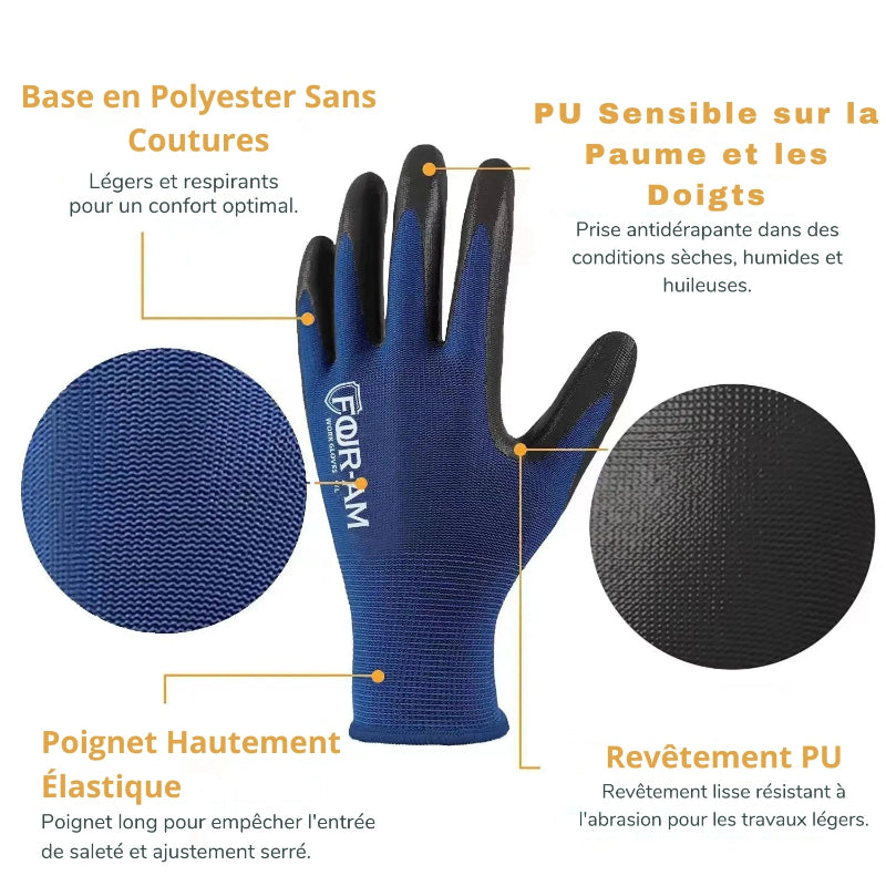 Gants de Travail Anti-Derapants et Resistants - Unisexe 1