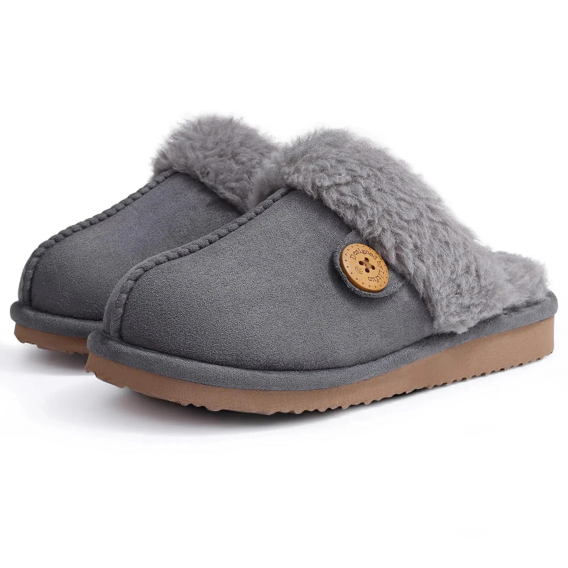 Pantoufles dHiver en Daim avec Doublure en Peluche - Unisexe gris3