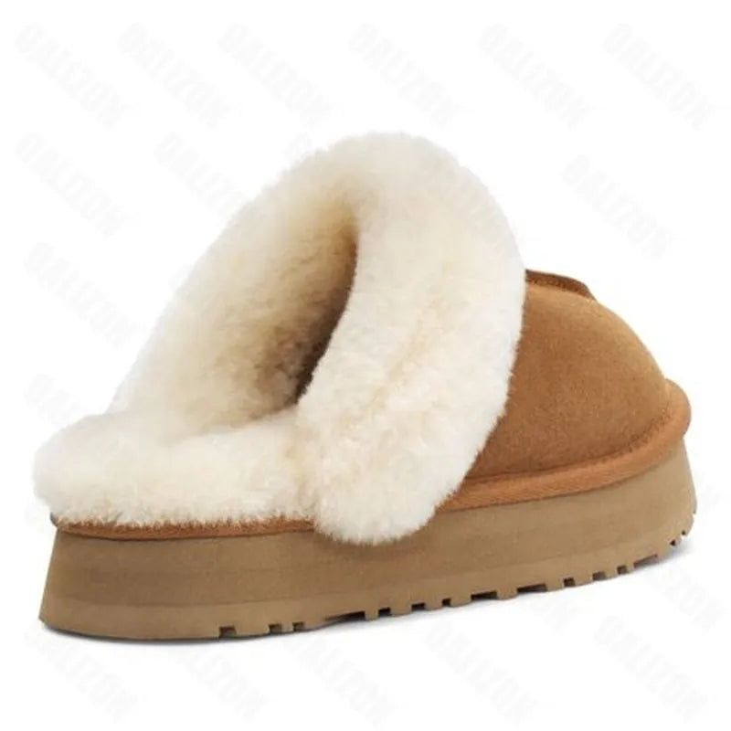 Women's Winter Suede and Fur Mules