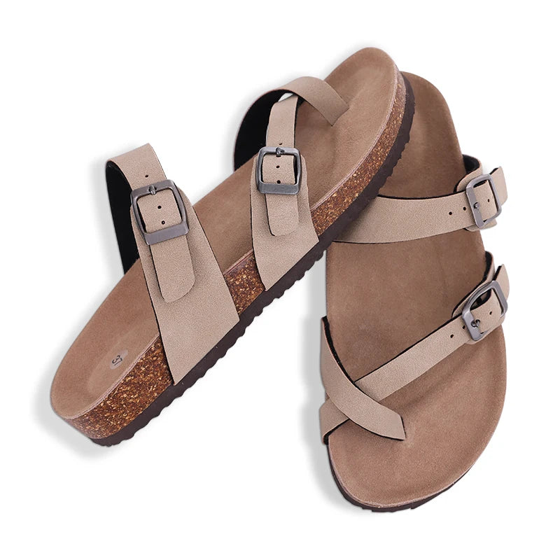 Klassische Barfußsandalen aus Kork mit optischer Sohle