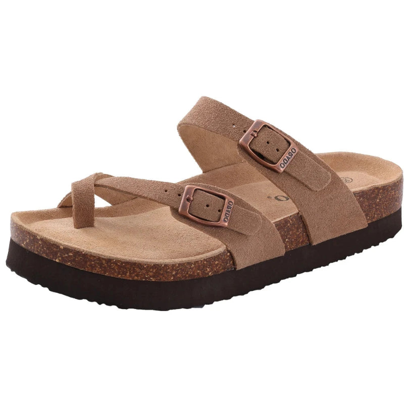 Sandales Croisees Entre-Doigt Antiderapantes abricot