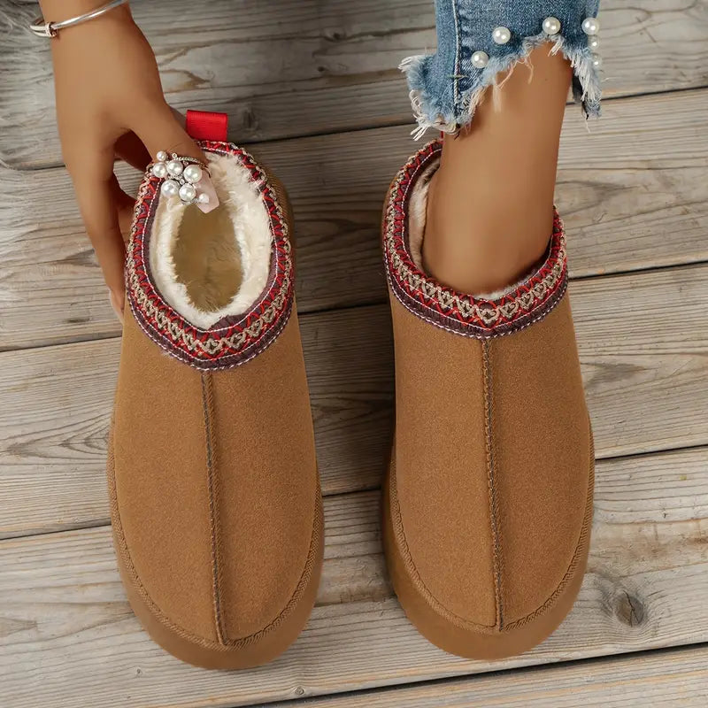 Women's Fur Lined Platform Slippers 